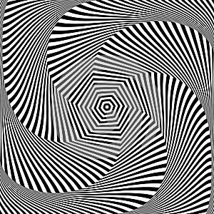 Whirl twisting rotation movement illusion. Abstract op art design