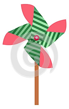 Whirligig color icon. Windmill toy. Paper wind wheel