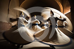 Whirling Dervishes. Sufi whirling dance with motion blur effect