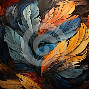 Whirling Feathers in a Vivid Abstract Display