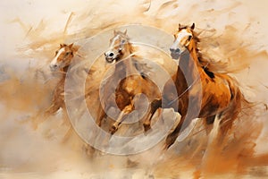 Whirling sandstorm horsemen, riding on gusts of wind with unrivaled speed - Generative AI