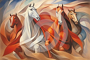 Whirling sandstorm horsemen, riding on gusts of wind with unrivaled speed - Generative AI