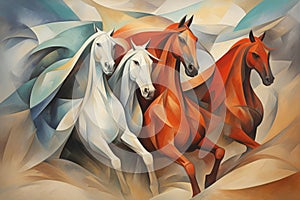 Whirling sandstorm horsemen, riding on gusts of wind with unrivaled speed - Generative AI