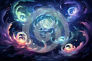 Whirling vortex elementals, conjuring powerful storms with their elemental prowess - Generative AI