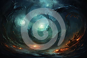 Whirling vortex elementals, conjuring powerful storms with their elemental prowess - Generative AI