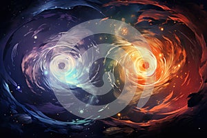 Whirling vortex elementals, conjuring powerful storms with their elemental prowess - Generative AI