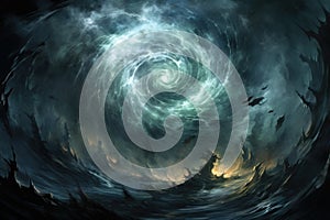 Whirling vortex elementals, conjuring powerful storms with their elemental prowess - Generative AI