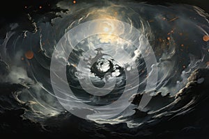 Whirling vortex elementals, conjuring powerful storms with their elemental prowess - Generative AI