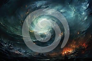 Whirling vortex elementals, conjuring powerful storms with their elemental prowess - Generative AI