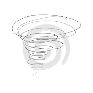 The whirlpool is drawn in one line. Vortex. Outline drawing