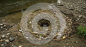 Whirlpool formation in riverbed
