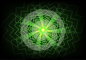 Whirlpool green geometric light wave spiral background
