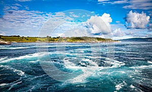 Whirlpools of the maelstrom of Saltstraumen, Nordland, Norway photo