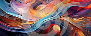 whirlwind of abstract colors and lines on a dynamic background, conveying a sense of movement and spontaneity panorama