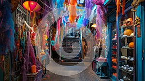 A whirlwind of colorful decorations from ghostly garlands to cobwebcovered doorways photo