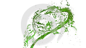 Whirlwind of liquid like juice on white background. Beautiful colored paint is whirling. Isolated transparent vortex of