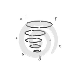 Whirlwind tornado weather simple vector line icon, symbol, pictogram, sign isolated on white background. Editable stroke