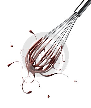 Whisk with chocolate splash