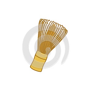 Whisk for matcha tea doodle icon, vector color illustration