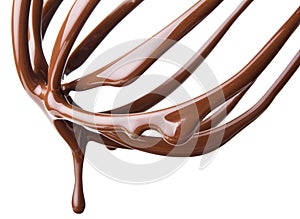 Whisk with melted chocolate over white