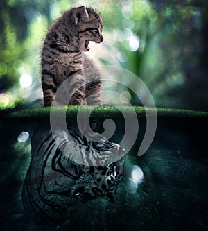 Whisker cat have predator race instinct concept photo