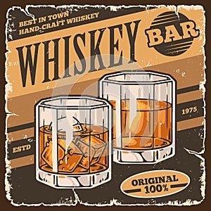 Whiskey bar vintage flyer colorful