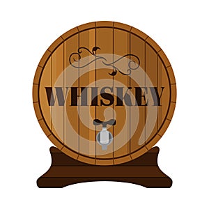 Whiskey barrel. Alcohol drink in flat style design. Vector illustration