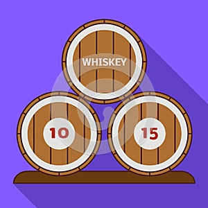 Whiskey barrel icon, flat style