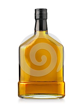 Whiskey bottle on white