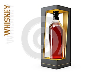 Whiskey Bottle Design and Packaging isolated white 3d Illustration