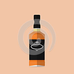 Whiskey bottle flat vector design.