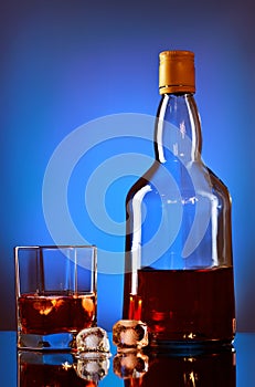 Whiskey Bottle And Glass