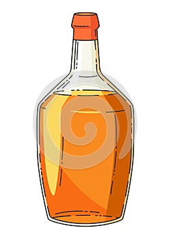 Whiskey bottle. Product packaging brand design. Mock up bottle of bourbon whiskey alcohol drink. Advertising banner