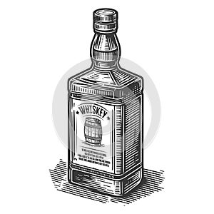 Whiskey bottle sketch vector
