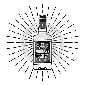 Whiskey bottle with sunbursts rays vector