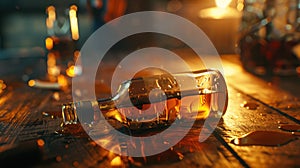 The whiskey bottle on table..AI generated image