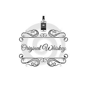 Whiskey bottle. Vector Illustration On White