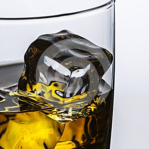 Whiskey close-up with ice