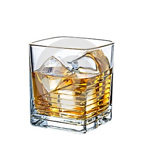 Whiskey cocktail isolated on white background