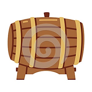 Whiskey Drink Process with Storage and Maturation in Wooden Barrel or Cask Vector Illustration