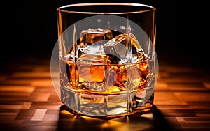 Whiskey Glass with Crystal Ice Cubes