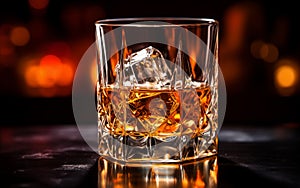 Whiskey Glass with Crystal Ice Cubes