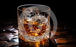 Whiskey Glass with Crystal Ice Cubes