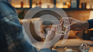 The Whiskey Glass Handoff.AI generated image photo