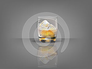 Whiskey glass with ice cubes and whiskey vector