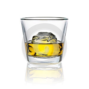 Whiskey glass with ice rock