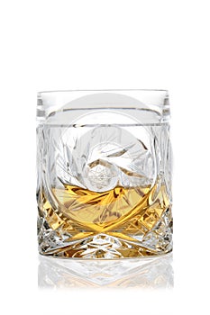 Whiskey glass isolated on white background with clipping path and copy space for your text