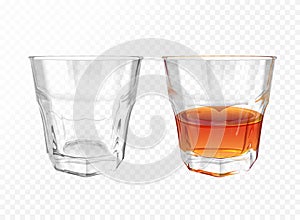 Whiskey glass vector illustration realistic crockery