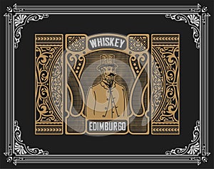 Whiskey label with old frames. photo