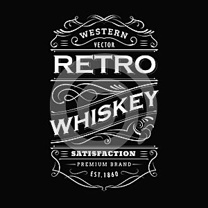 Whiskey label vintage hand drawn border typography blackboard vector